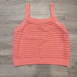 Universal Thread Womens Medium‎ Crochet Coral Sleeveless Tank Top Pink Orange